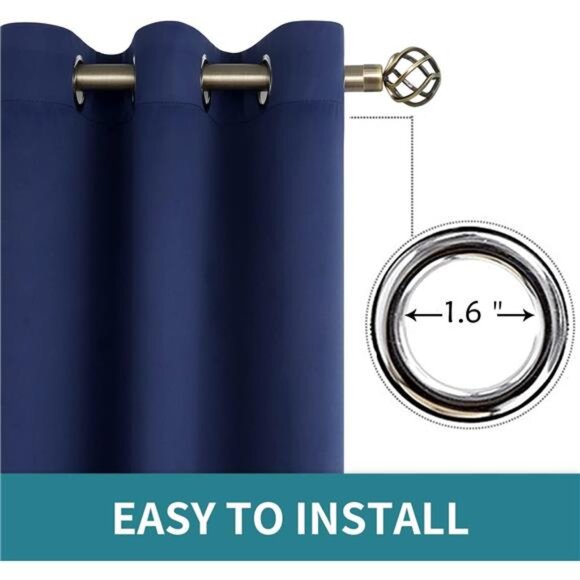 Blackout Curtains for Bedroom -Grommet Thermal Insulated Room Darkening Curtains - Picture 5 of 6